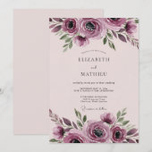 Invitation Mauve Harmonious Botanical Wedding (Devant / Derrière)