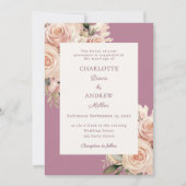 Invitation Mauve ivory dusty rose florals wedding (Devant)