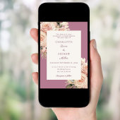 Invitation Mauve ivory dusty rose florals wedding