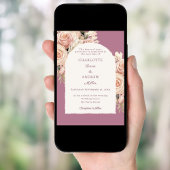 Invitation Mauve ivory dusty rose florals wedding arch