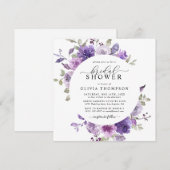 Invitation Mauve Lilac Dusty Fête des mariées florale violett (Devant / Derrière)