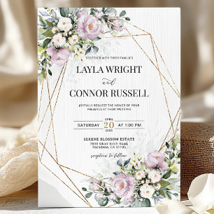 Invitation Mauve Lilac Floral Géométrique Mariage moderne