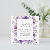 Invitation Mauve Lilac Purple Floral Aquarelle Fête des marié (Debout devant)