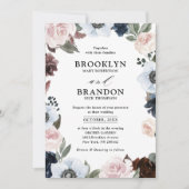 Invitation Mauve marine bleu poussiéreux et Mariage rose roux (Devant)