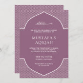 Invitation Mauve Marocaine Musulmane Aqiqah (Devant / Derrière)