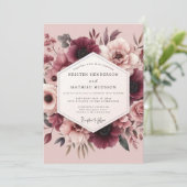Invitation Mauve & Maroon Romantic Bloom Wedding (Debout devant)