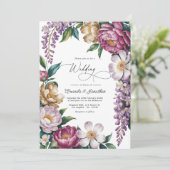 Invitation Mauve Mist, Champagne Gold & White Floral Wedding (Debout devant)