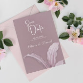 Invitation Mauve moderne Mariage minimum feuille Enregistrer 