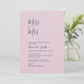 Invitation Mauve & Navy | Simple Shower de Mariage Minimalist (Debout devant)