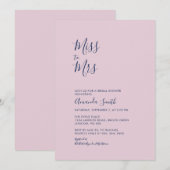 Invitation Mauve & Navy | Simple Shower de Mariage Minimalist (Devant / Derrière)