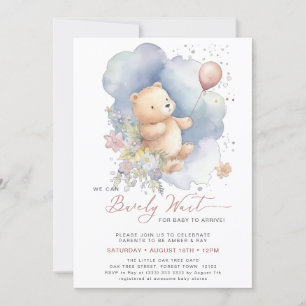 Invitation Mauve, on peut attendre le Baby shower fille