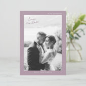 Invitation Mauve Photo Wedding Save the Date Card (Debout devant)