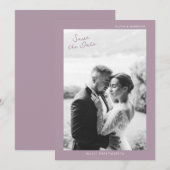 Invitation Mauve Photo Wedding Save the Date Card (Devant / Derrière)