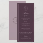 Invitation Mauve Plum Monogram Wedding Long Menu (Devant / Derrière)
