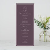 Invitation Mauve Plum Monogram Wedding Weekend Itinerary (Debout devant)