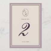 Invitation Mauve Plum Wedding Table Number (Devant)