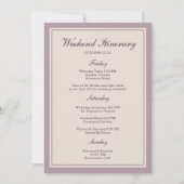 Invitation Mauve Plum Wedding Weekend Itinerary Card (Devant)