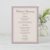 Invitation Mauve Plum Wedding Weekend Itinerary Card (Debout devant)