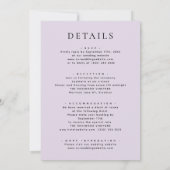 Invitation Mauve Purple Typographie moderne Tout en un Mariag (Dos)