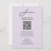 Invitation Mauve QR Code Tout en un élégant Mariage de script (Dos)