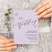 Invitation Mauve QR Code Tout en un élégant Mariage de script