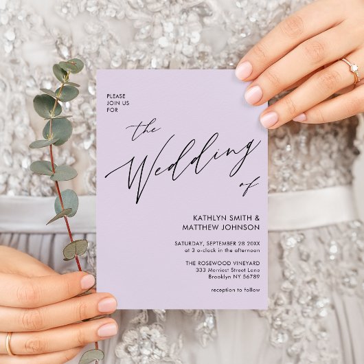 Invitation Mauve QR Code Tout en un élégant Mariage de script