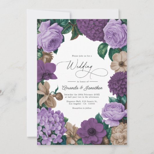 Invitation Mauve Quartz, Dusty Plum & Latte Beige Wedding (Devant)