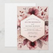 Invitation Mauve Romantic Bloom Wedding (Devant / Derrière)