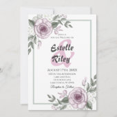 Invitation Mauve Rose Élégant Mariage floral (Devant)