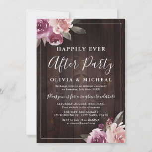 Invitation Mauve rose floral rustique heureux toujours après
