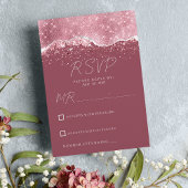Invitation Mauve rose rose or argent parties scintillant RSVP
