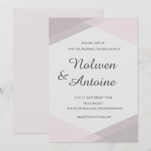 Invitation Mauve rose vif géométrique élégant mariage moderne