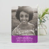 Invitation mauve rose violet art moderne La Quinceañera photo (Debout devant)