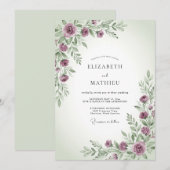 Invitation Mauve Sage Tranquil Spring Wedding (Devant / Derrière)