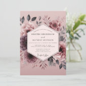 Invitation Mauve Somber Flora Wedding (Debout devant)