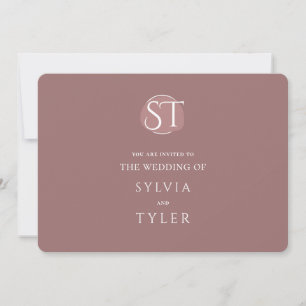 Invitation Mauve Typographie Crest Monogramme Mariage