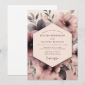 Invitation Mauve Umbral Bloom Wedding (Devant / Derrière)