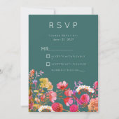 Invitation Mauve vert orange rose jaune d'été RSVP (Devant)