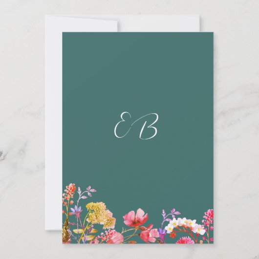 Invitation Mauve vert orange rose jaune flora Numéros de tabl (Dos)