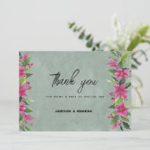 Invitation Mauve vert rose hiver floral Merci de Noël (Debout devant)