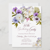 Invitation Mauve Violet Le Jardin de Grand-Mère 80 ans (Devant)