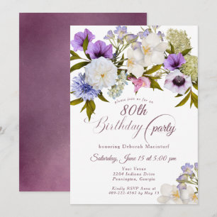 Invitation Mauve Violet Le Jardin de Grand-Mère 80ème