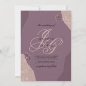 Invitation Mauve violet rose monogramme initiales mariage flo (Devant)