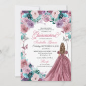 Invitation Mauve violet Turquoise rose coucher de soleil Quin (Devant)