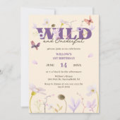 Invitation Mauve Wild & Onedering Fleur sauvage 1er anniversa (Devant)