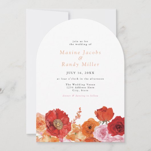 Invitation MAX Bold Fuchsia & Cobalt Floral Arched Mariage (Devant)