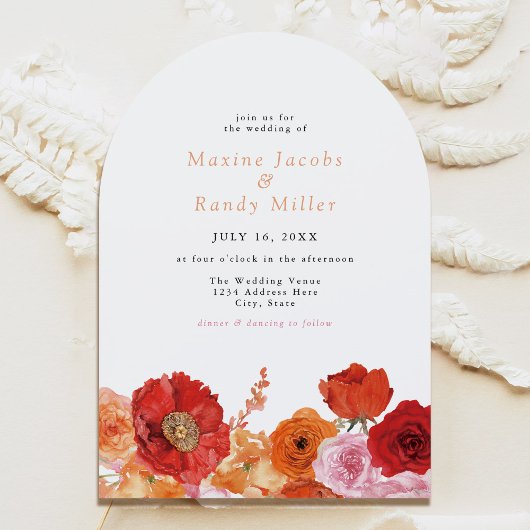 Invitation MAX Bold Fuchsia & Cobalt Floral Arched Mariage