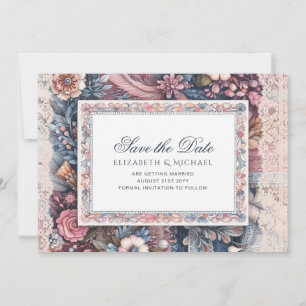 Invitation Maximaliste Enregistrer La Date Vintage Floral Scr