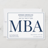 Invitation MBA diplôme Blue White Graduation Party (Devant)