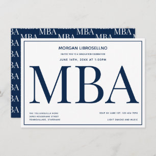 Invitation MBA diplôme Blue White Graduation Party